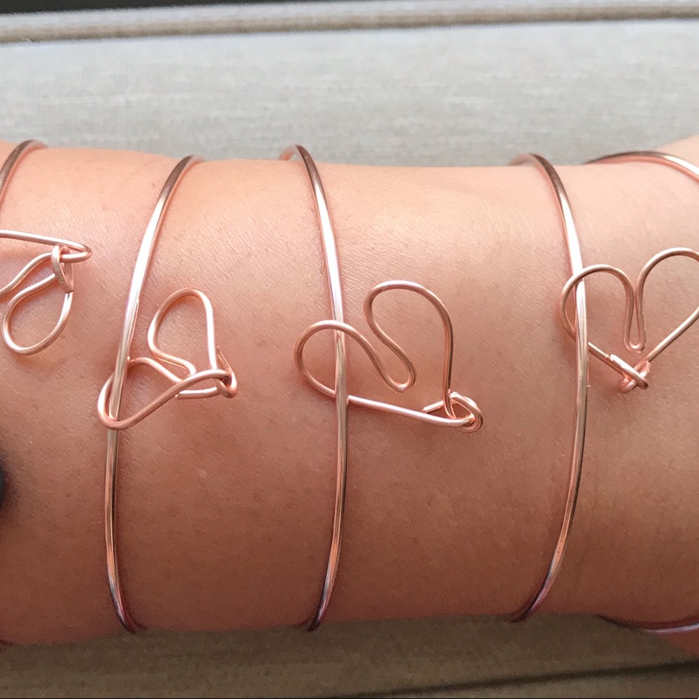 Rose Gold Bangle With Heart